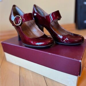 Sofft Bordeaux Patent Mary Jane Heels
